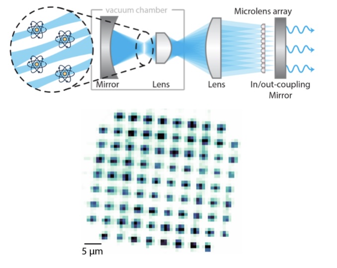 A cavity array microscope for parallel single-atom interfacing